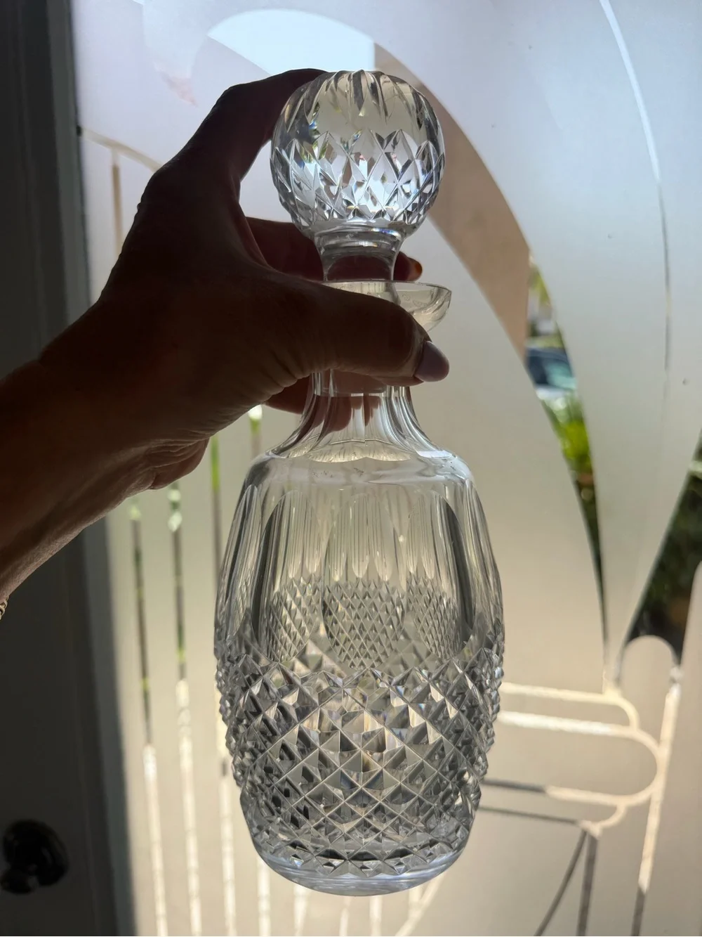 Waterford Crystal Clear Cut-Glass Decanter with Faceted Stopper